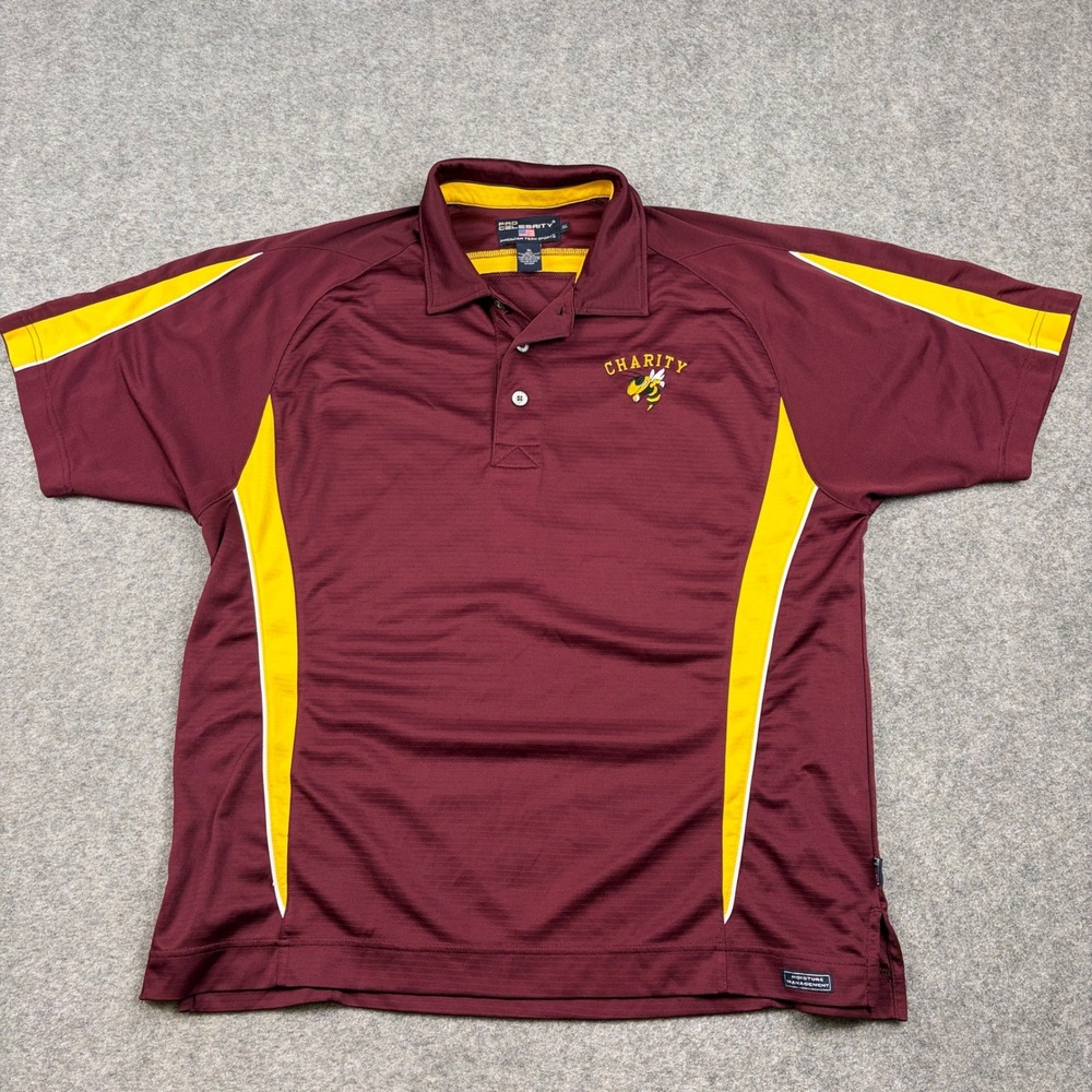 Pro Celebrity Baltimore Uni Polo Shirt Mens XL Maroon Charity Performance Sporty
